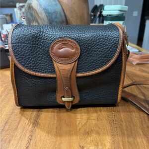 Vintage Dooney & Bourke Essex Black and Brown Leather Crossbody Bag
